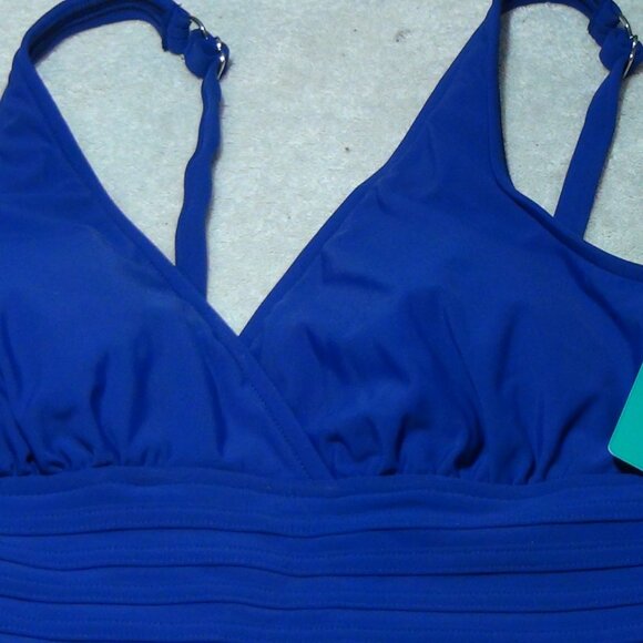 Aqua Green Women PURPLE UPF 50 Waist Detail Over the Shoulder One Piece Swim - Picture 3 of 14